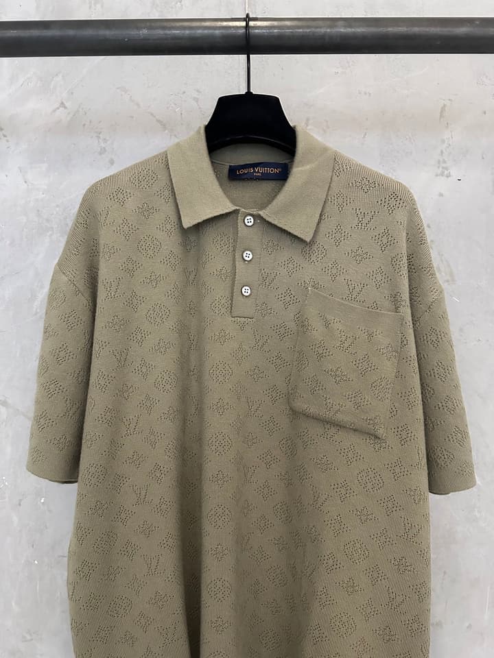 Louis Vuitton LV Hollow Jacquard Logo Knit Sweater – SS26 in Coffee Brown