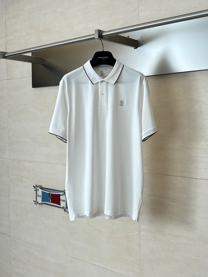 Brunello Cucinelli BC Logo Embroidered Polo Shirt – 2025 in Charcoal Grey