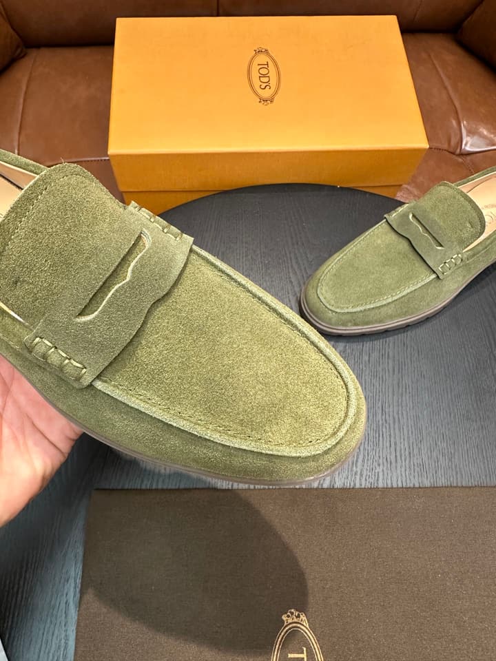 Tod's Suede Calfskin Loafers in Cognac Suede
