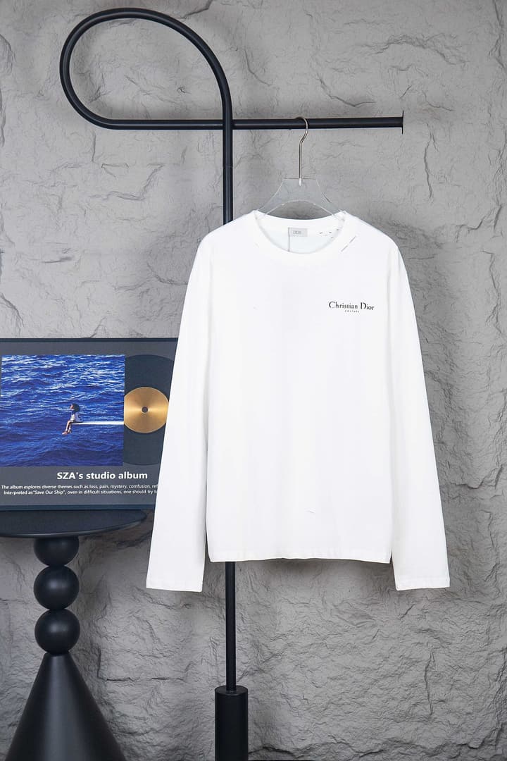Dior Classic English Letter Long Sleeve T-Shirt in Black