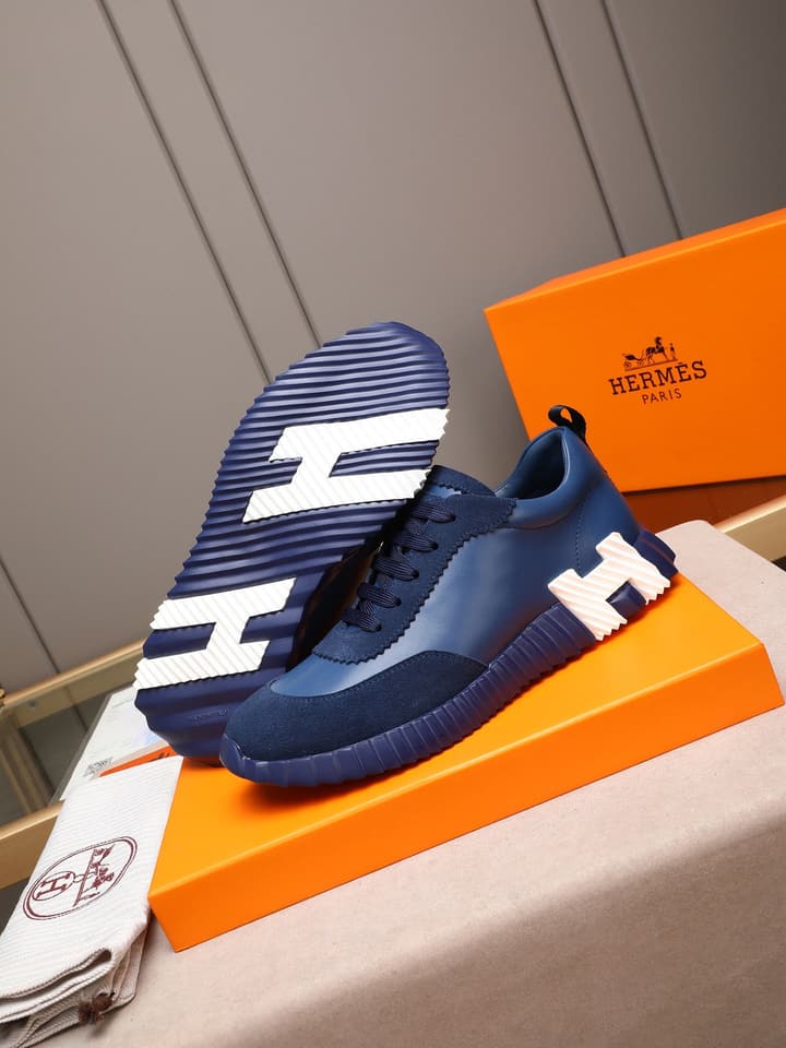 Hermès Bouncing Men's Sport Sneakers in Navy Blue
