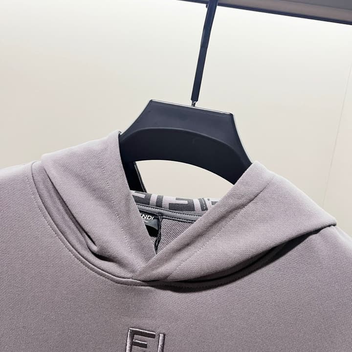 Fendi FF Patch Logo Cotton Hoodie in Black Hooded Sweatshirt