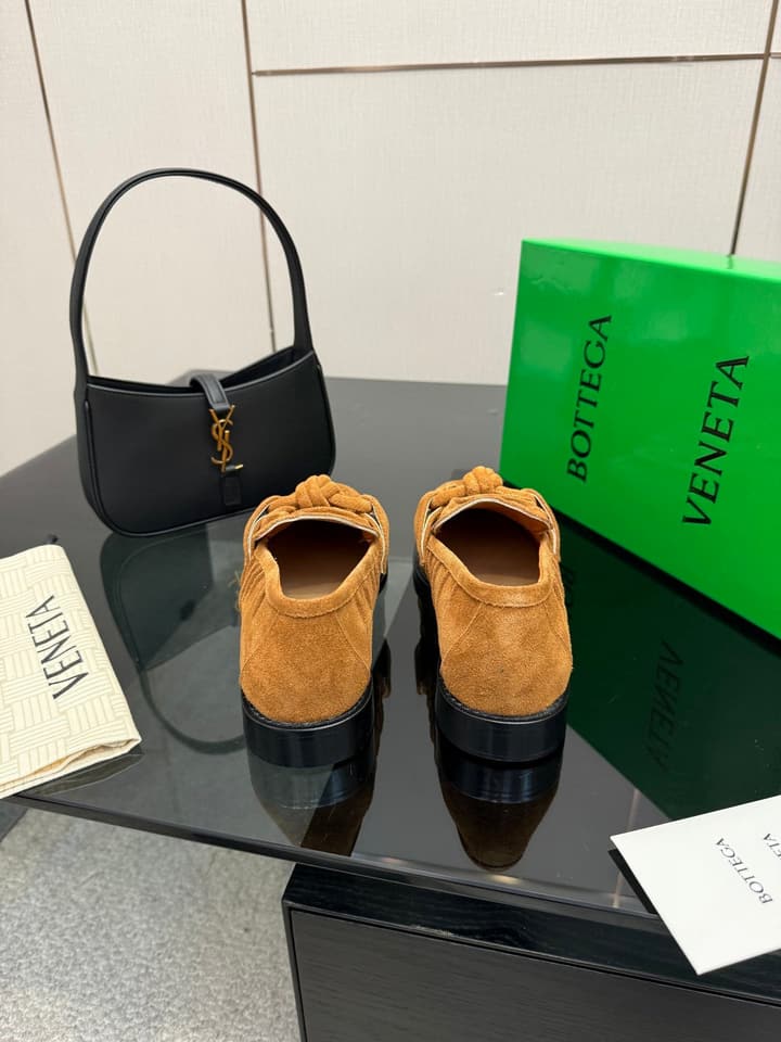 Bottega Veneta Astaire Suede Loafers in Black Leather