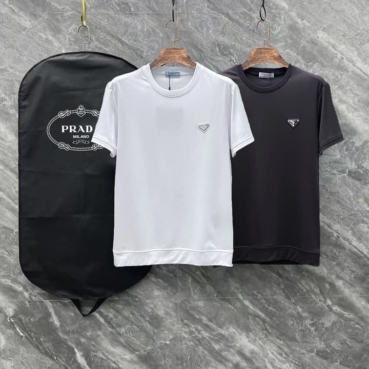 Prada Unisex Mercerized T-Shirt – 25SS Collection in Black