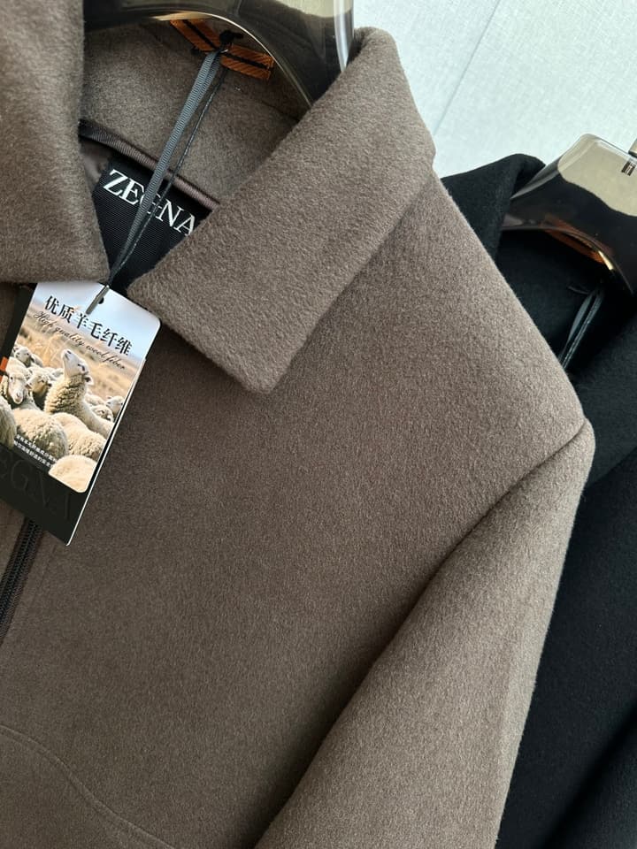Zegna Merino Wool Detachable Liner Jacket in Brown Taupe