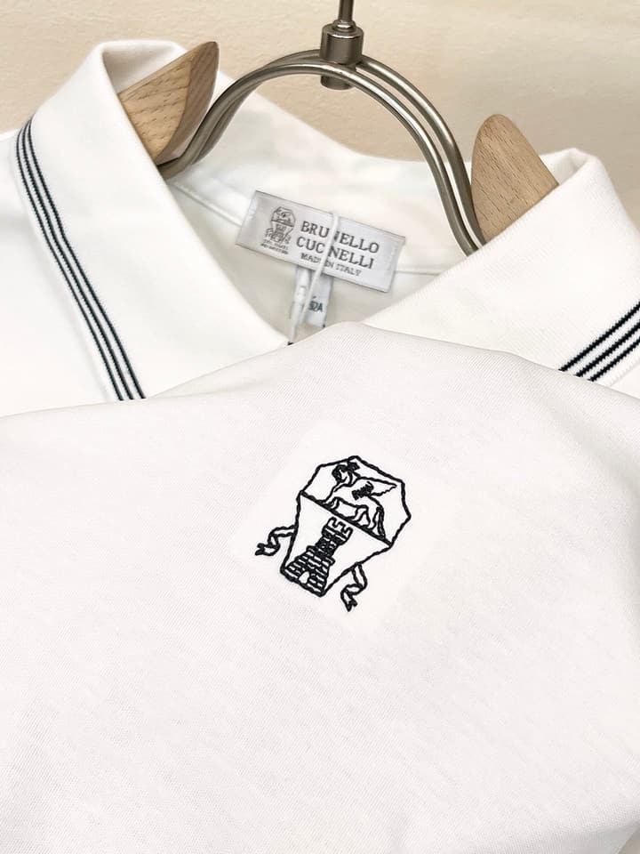 Brunello Cucinelli Embroidered Logo Polo Shirt – Spring/Summer Collection – 2026SS in Dark Brown
