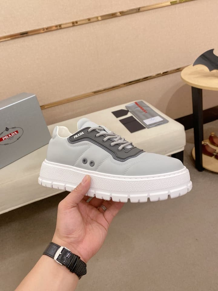 Prada Men's Waterproof Air Cushion Sneakers in Dark Grey