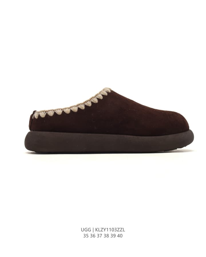 UGG Retro Color-Block Sheepskin Slippers – Autumn/Winter Collection in Brown Suede