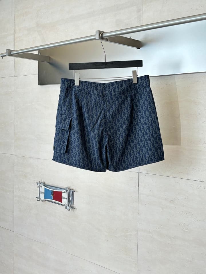 Dior Oblique Print Beach Shorts – Spring/Summer Collection – 25SS in Light Blue Oblique