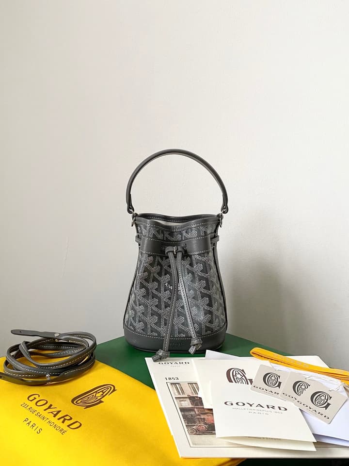 Goyard Petit Flot Mini Bucket Bag in Grey Goyardine