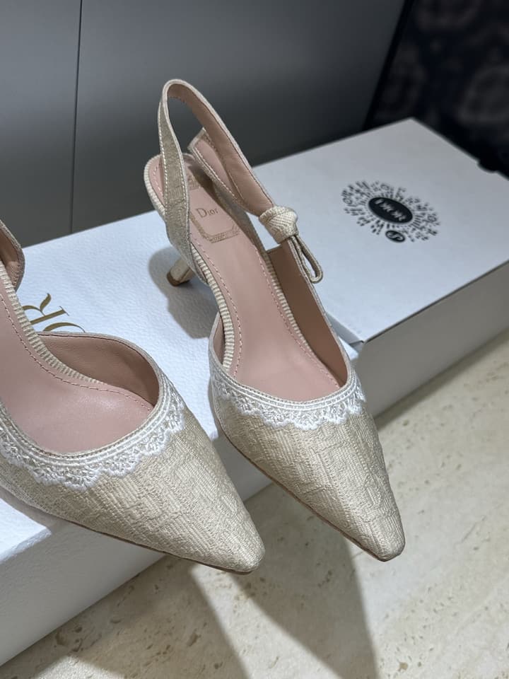 Dior J'Adior Dentelle Slingback Heels – 2026 Early Spring Haute Couture Collection in Beige