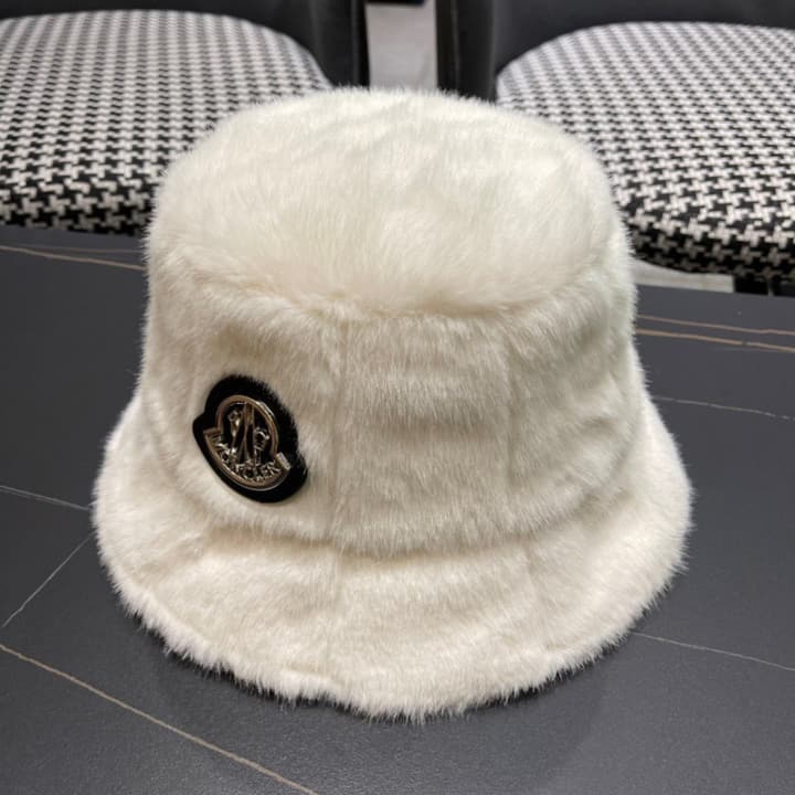 Moncler Fluffy Autumn/Winter Bucket Hat in Dark Gray Sherpa