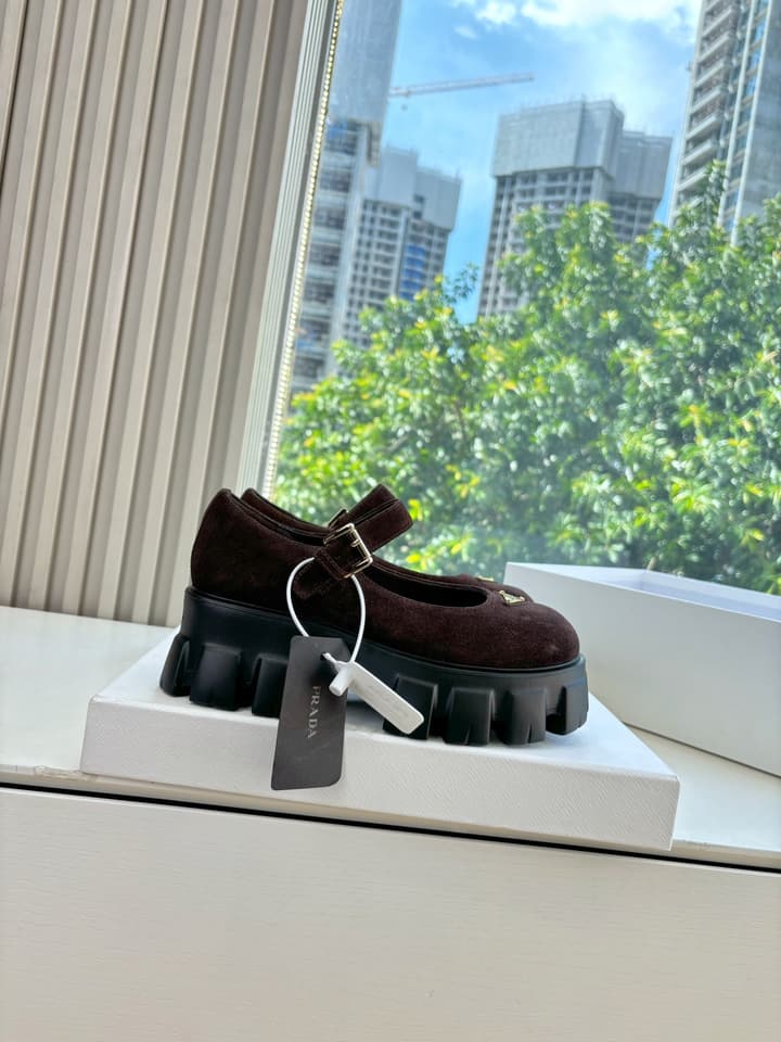 Prada Monolith Platform Mary Jane Loafers – 25FW in Assorted Leather & Suede Collection
