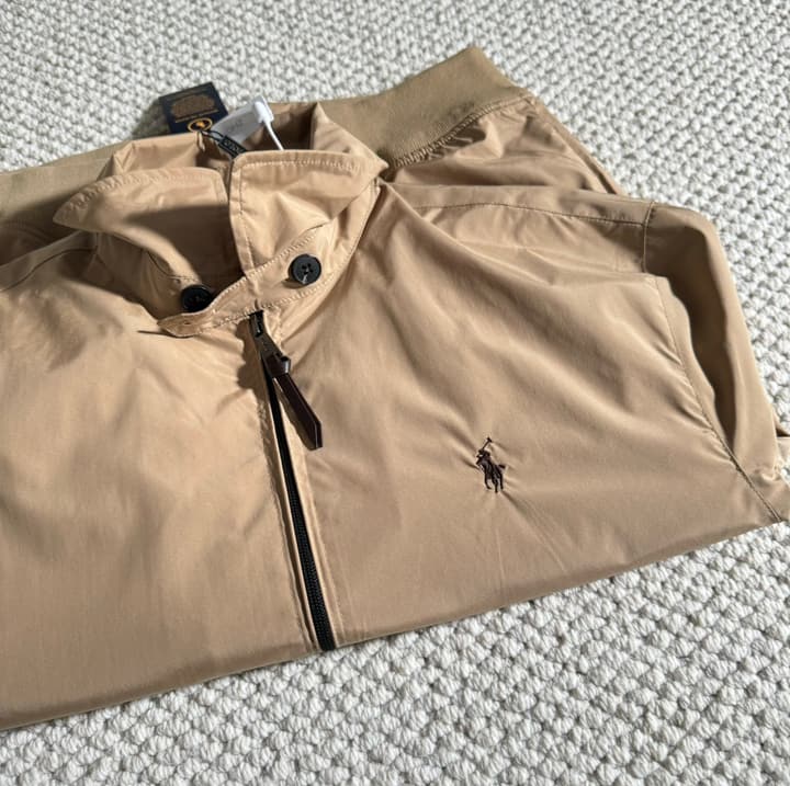 Ralph Lauren Embroidered Pony Harrington Jacket in Apricot White