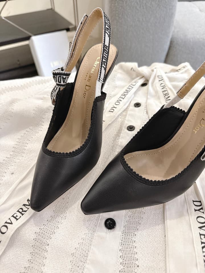 Dior J'Adior Patent Leather Kitten Heel Sandals in Classic Black Smooth Leather