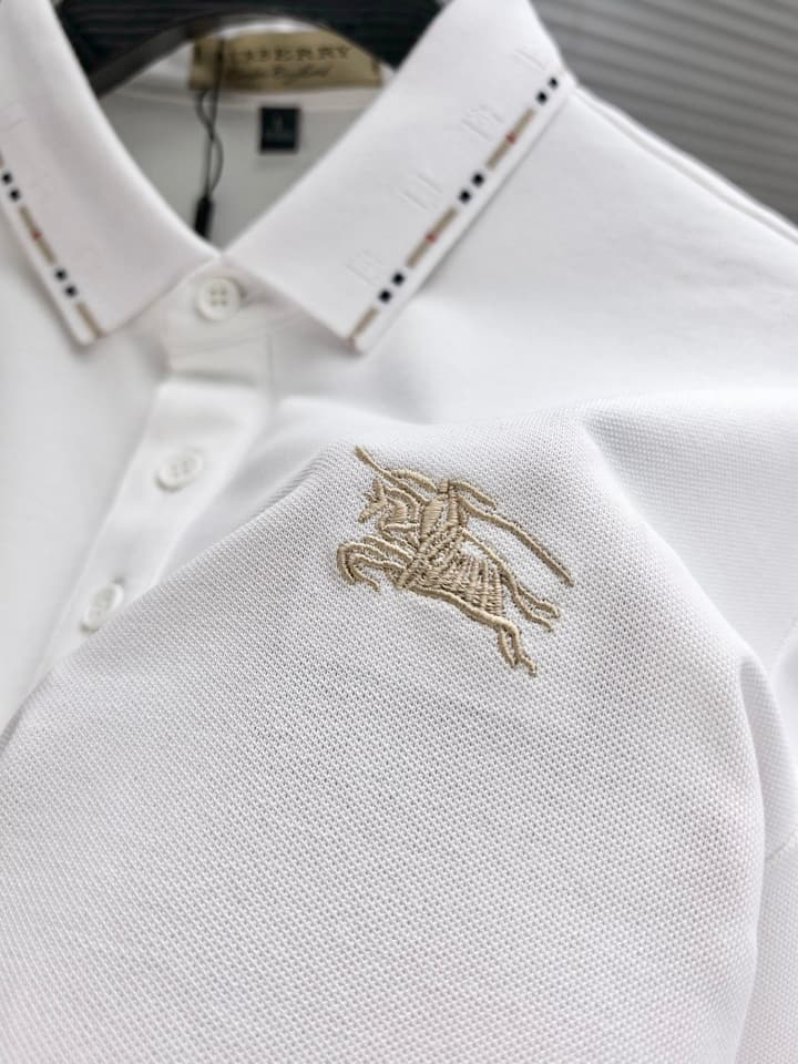 Burberry Embroidered Logo Piqué Cotton Polo Shirt – 2026SS in Dark Grey