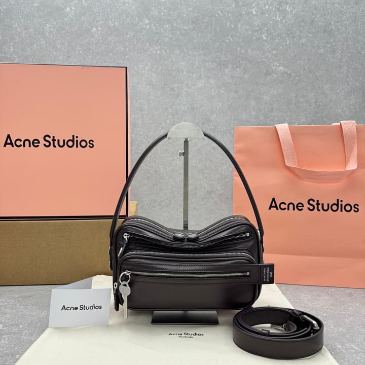 Acne Studios Retro Collapsed Camera Bag in Chocolate