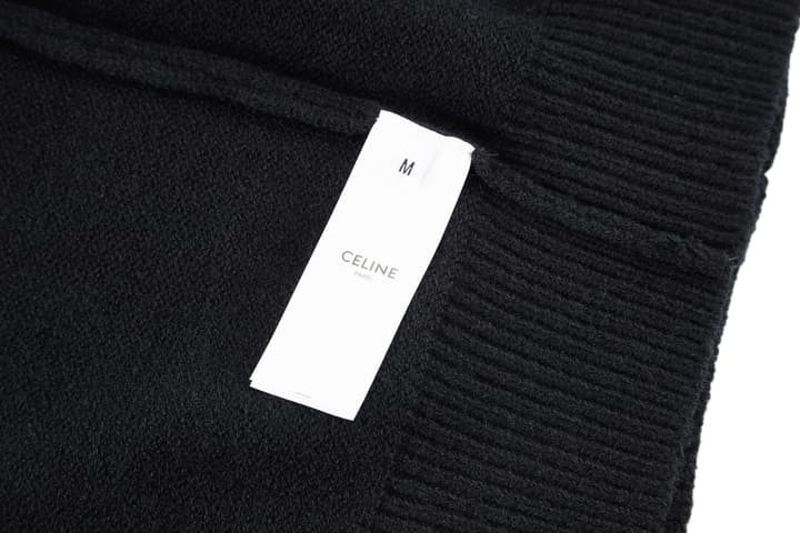 Celine Triomphe Embroidered Knit Sweater in Black