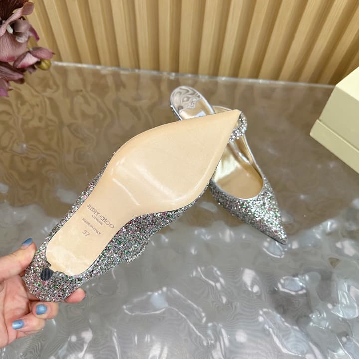 Jimmy Choo Sequined Evening Heels – 2025SS in Black Glitter