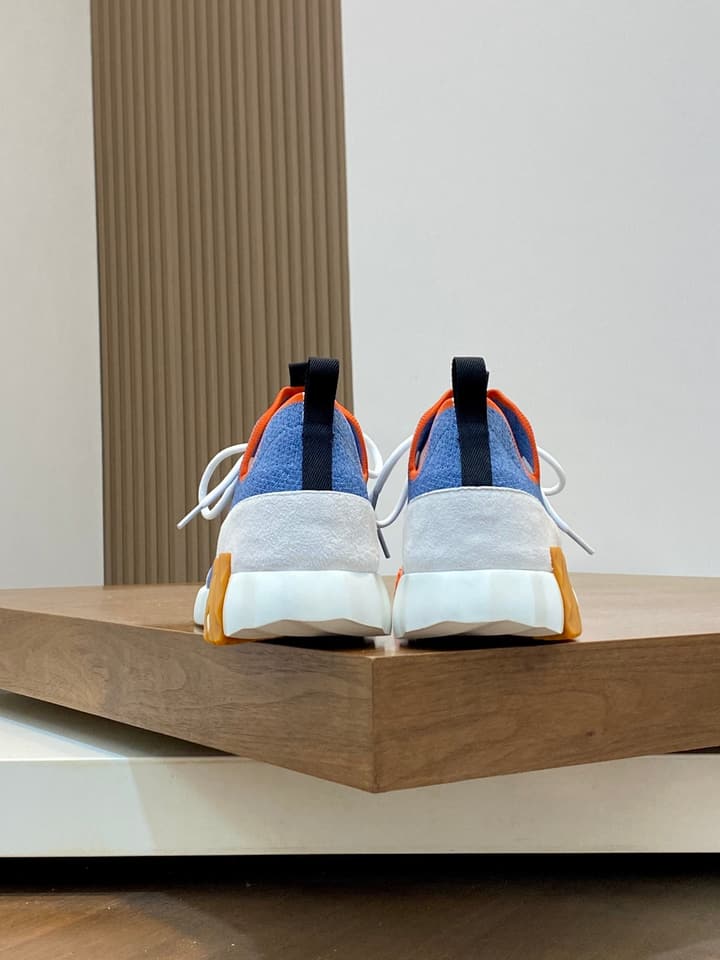 Hermès Suede and Denim Canvas Sneakers in Black And White