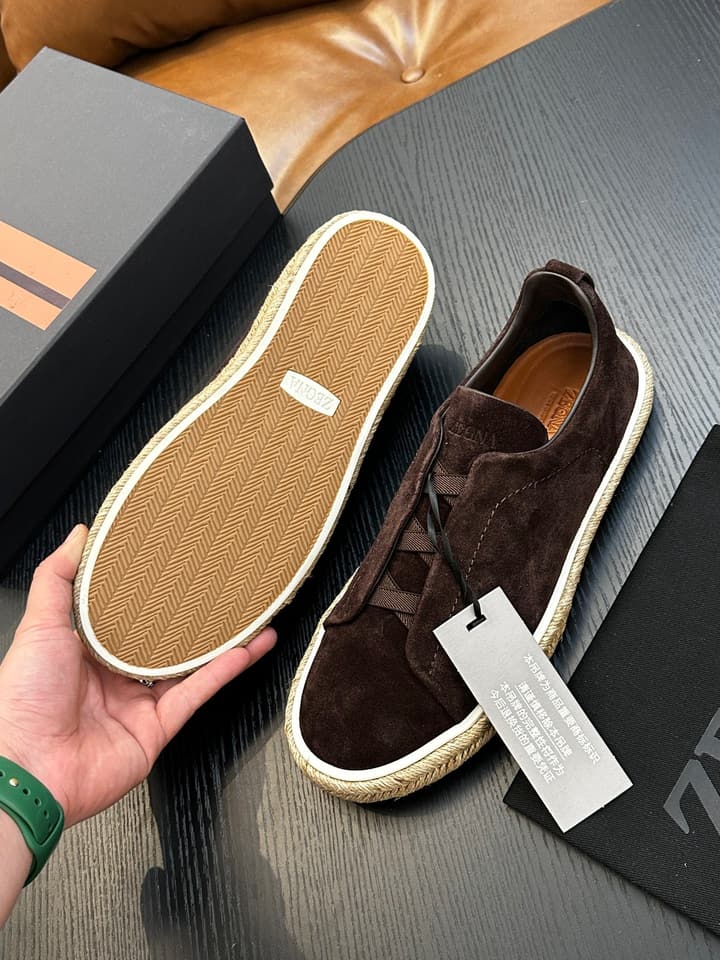 Ermenegildo Zegna Triple Stitch Low-Top Sneakers in Black Suede