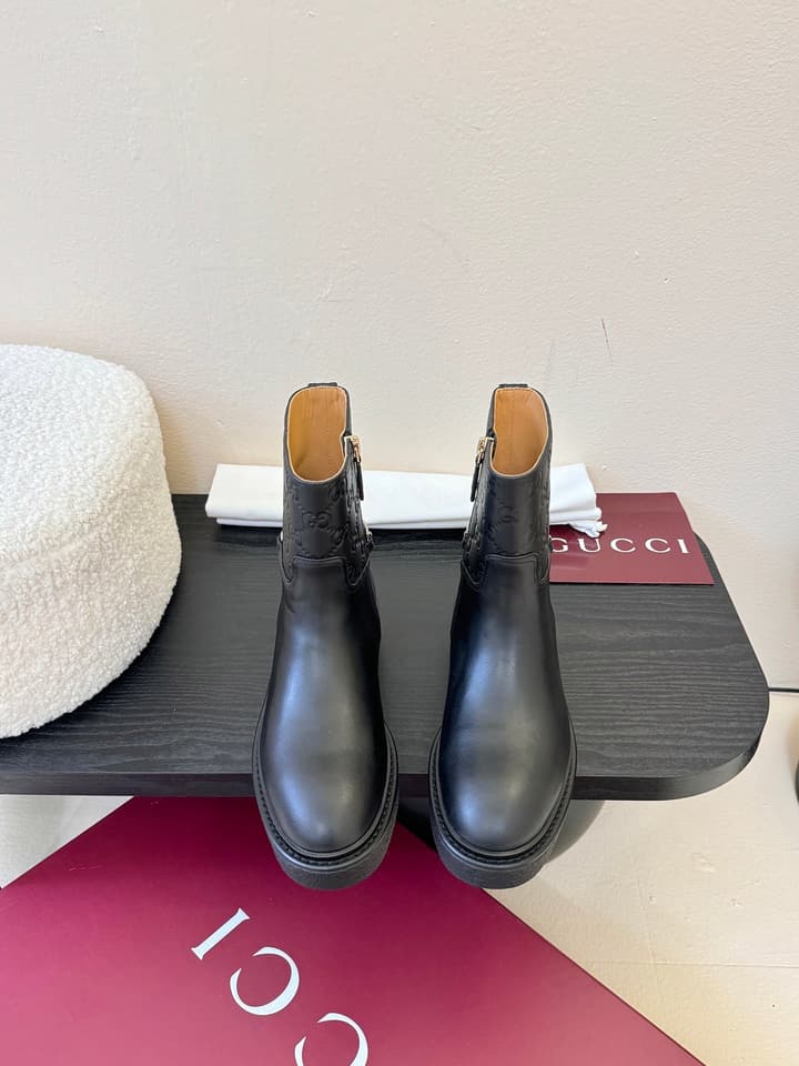 Gucci Runway Suede Boots in Taupe Suede