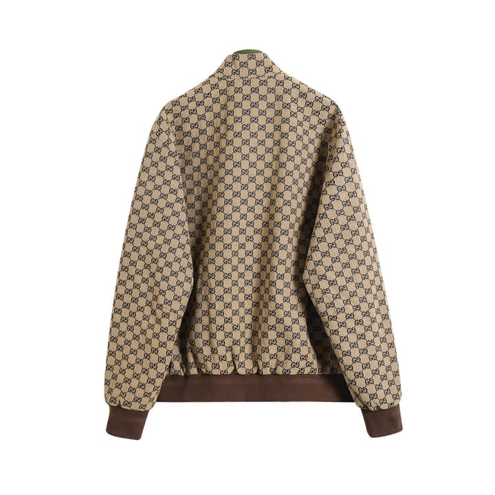 Gucci Double G Jacquard Stand Collar Jacket – 25FW in Ebony Beige Gg Jacquard