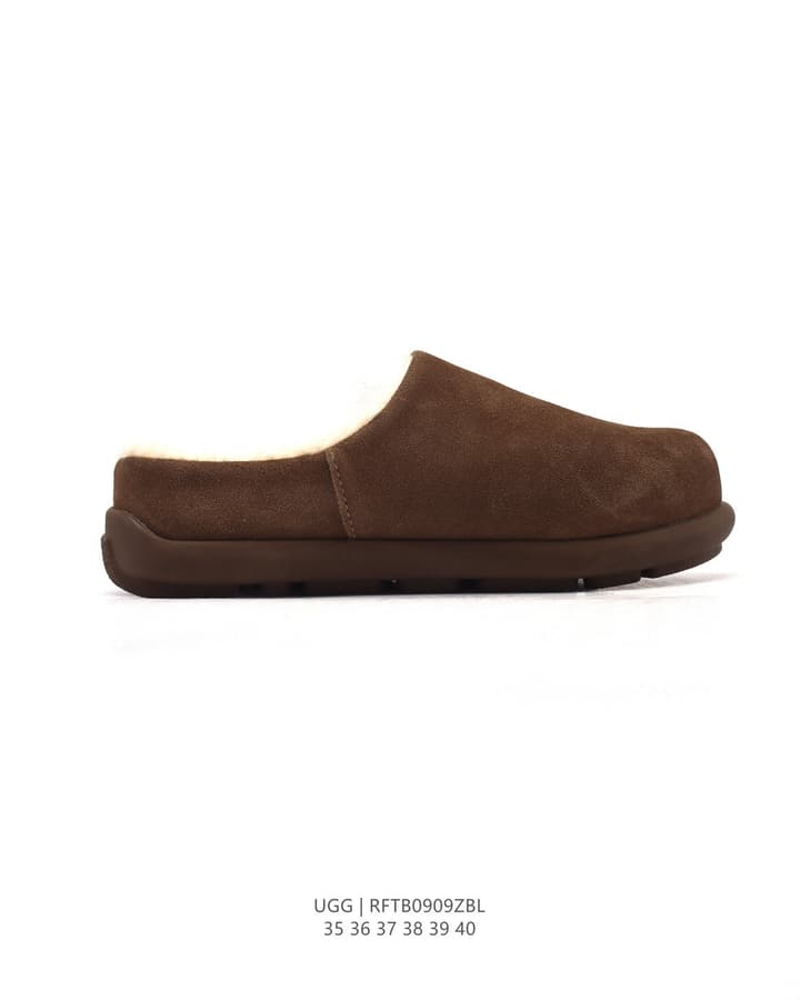 UGG Sheepskin-Lined Winter Slippers in Chestnut Brown Suede