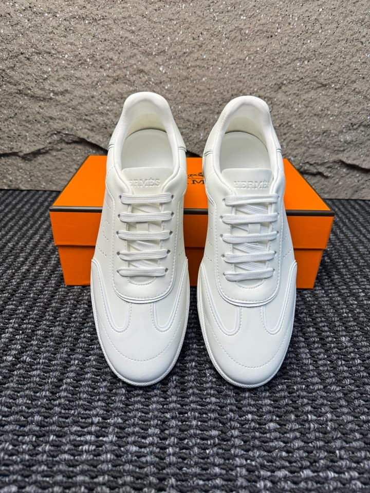 Hermès Nappa Calfskin Perforated H Sneakers in All White