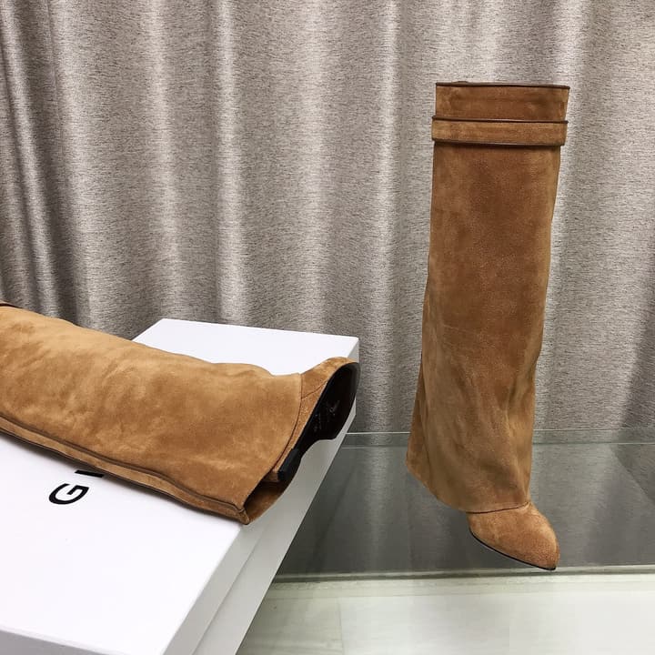 Givenchy Shark Tooth Leather Knee-High Boots in Almond