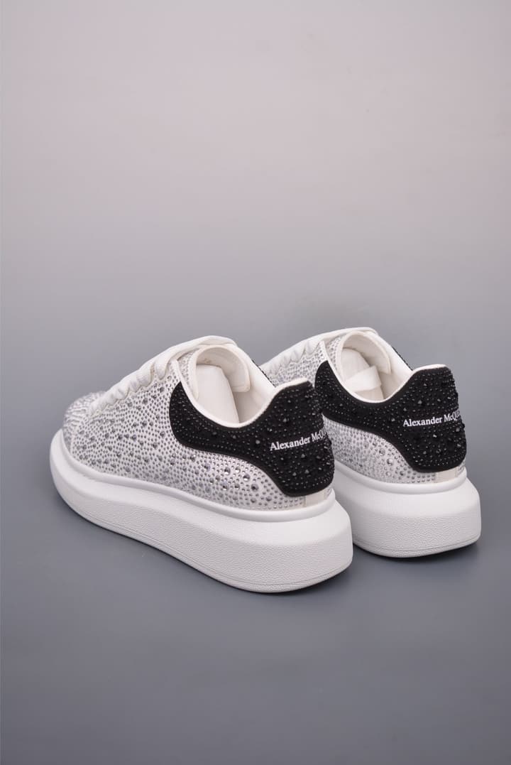 Alexander McQueen Rhinestone Sneakers in All Black Embossed