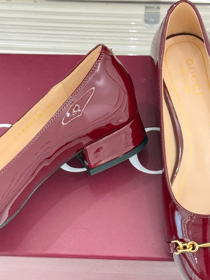 Gucci Horsebit Block Heel Pumps – 25FW in Deep Burgundy Patent Leather