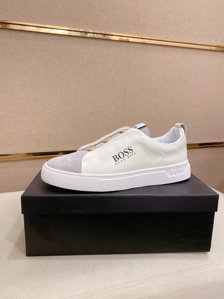 Boss Casual Leather Loafers in Glossy Black Toe