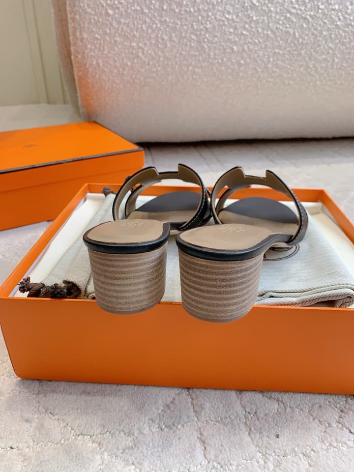 Hermès H-Heeled Sandals in Tan