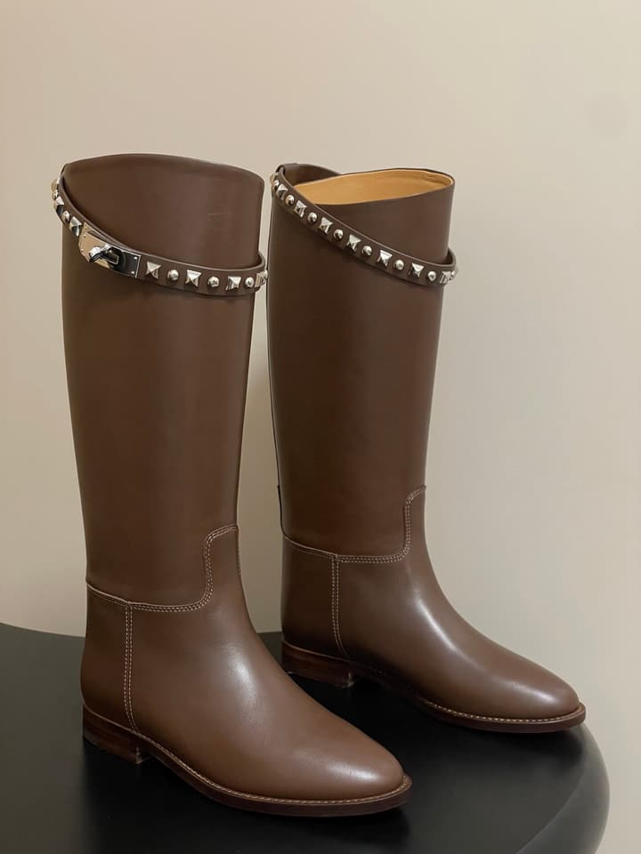Hermès Jumping Series Kelly Buckle Knee-High Boots in Black