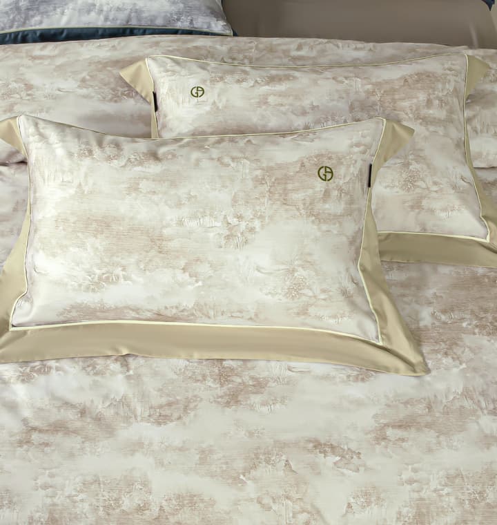 Armani Casa High Definition Oriental Zen Bedding Set in Champagne Gold Print