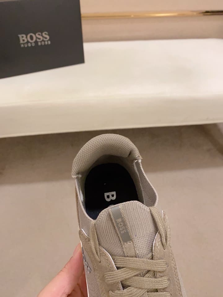 Boss Latest Casual Fly-Knit Sneakers in Black With Gold Accents