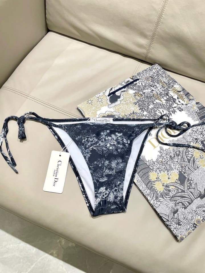 Dior New Collection Animal Print Three-Piece Swimwear Set in Dark Blue Animal Print Set
