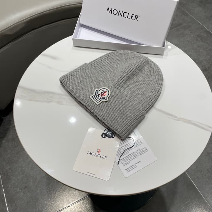 Moncler Knitted Beanie Hat in Classic Black