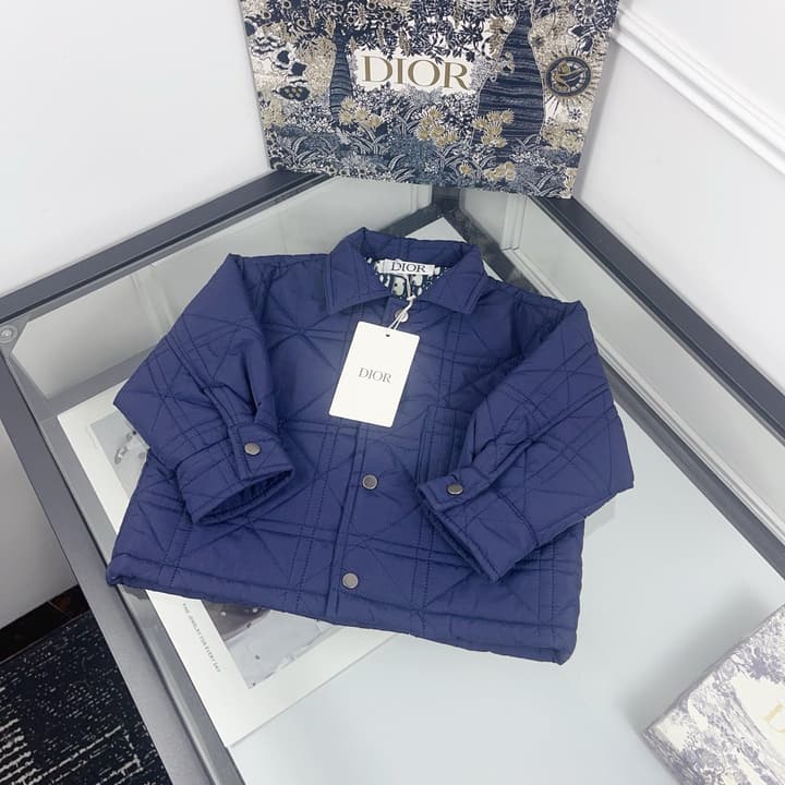 Dior Reversible Monogram Puffer Jacket – Kids Collection in Blue White Monogram Print