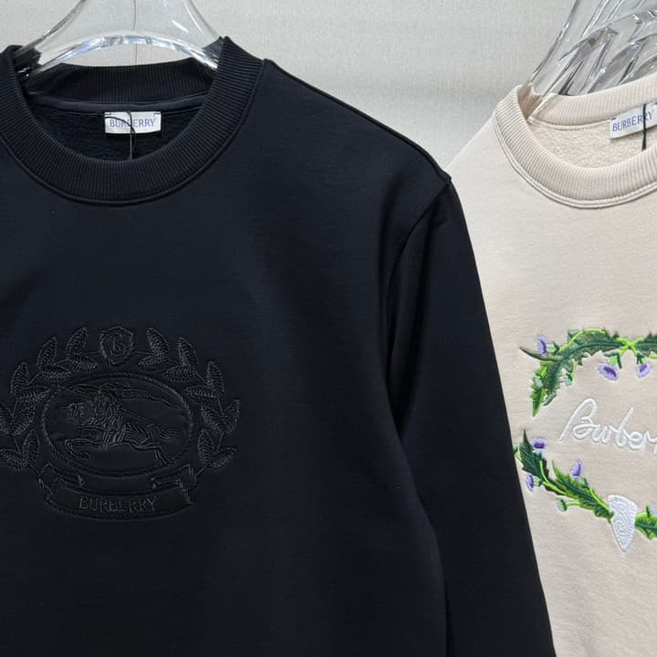 Burberry 24FW Embroidered Crewneck Sweatshirt in Classic Black
