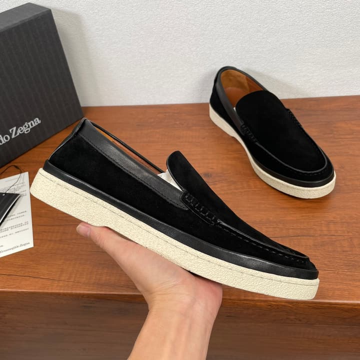 Zegna Suede Leather Slip-On Loafers