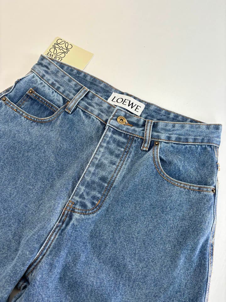 Loewe Anagram Laser-Cut Denim Jeans – 24FW in Blue Denim