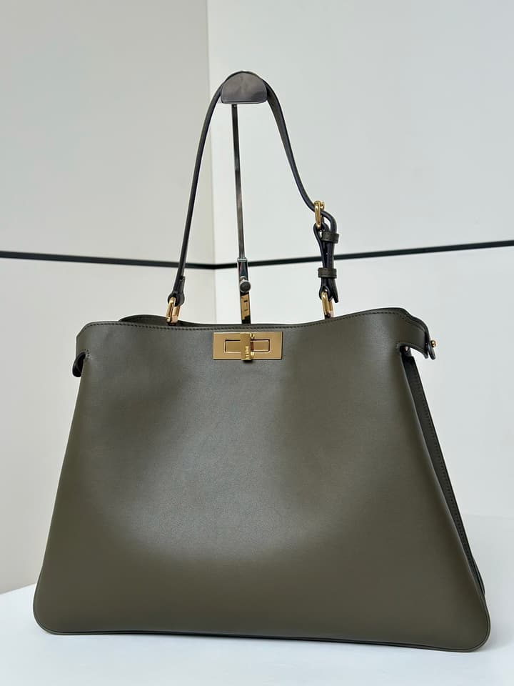 Fendi Peekaboo Iconic Large Handbag in Deep Burgundy Calfskin