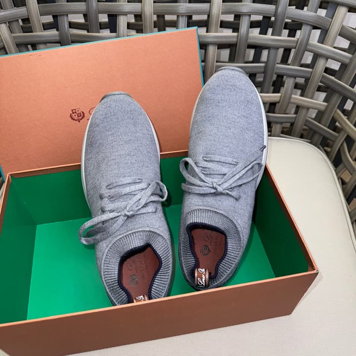 Loro Piana Flexy Walk Wool Knit Sneakers in Midnight Blue