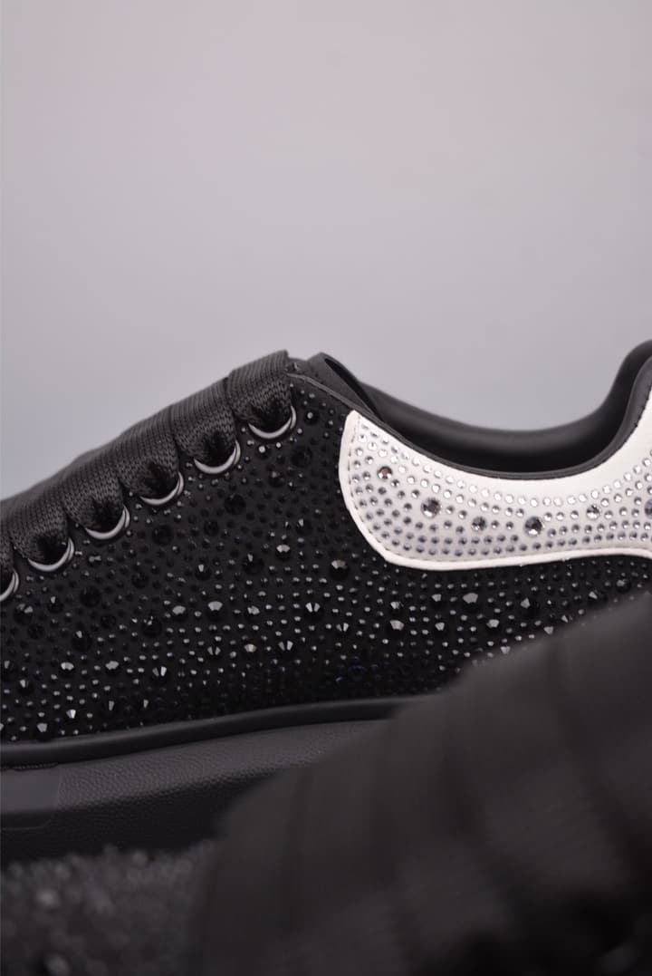 Alexander McQueen Rhinestone Sneakers in All Black Embossed