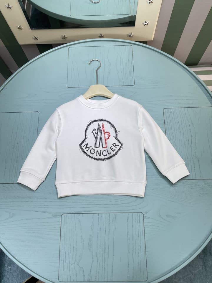 Moncler Kids Crewneck Sweatshirt – 2025FW – Kids Collection in Black Script Logo