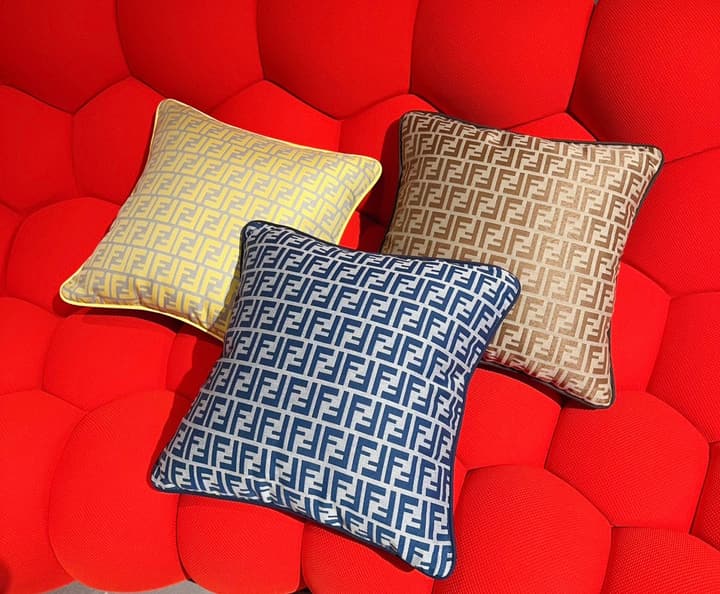 Fendi CASA Luxury Pillow in Beige And Cream Striped