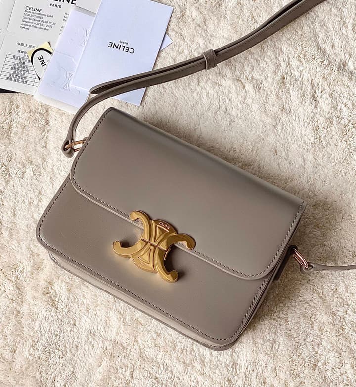 Celine Triomphe Box Calfskin Bag in Burnt Orange