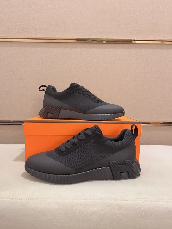 Hermès Men's Classic Driving Shoes in Charcoal With Blue Sole